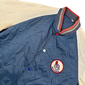 Vtg Cleveland Indians Nylon Jacket Snap‎ Chief Wahoo Windbreaker RARE!  *Read